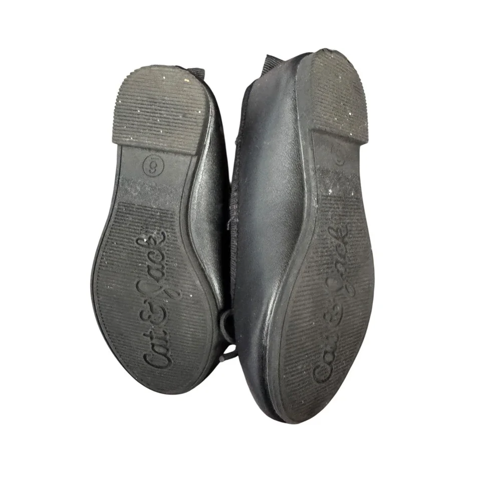 Cat & Jack Girls Black Ballet Flats with Bow and Elastic‎ Strap Size Toddler 6